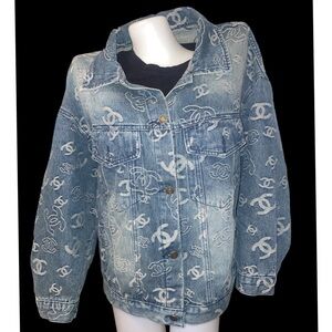 CHANEL Blue Logo Jean Jacket